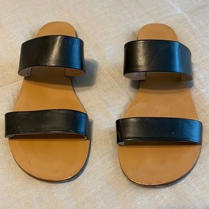 J Crew Black Leather Sandals 7